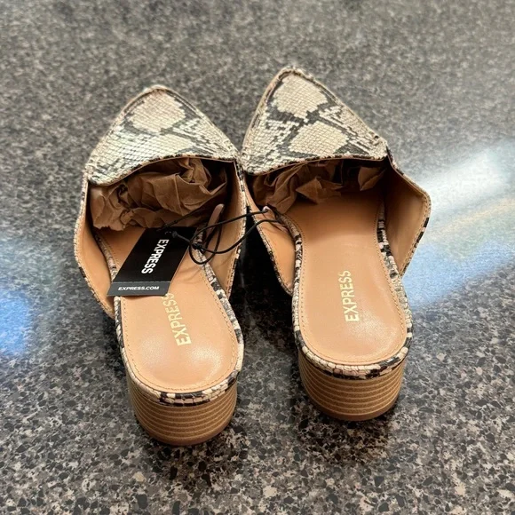 Express Snake Skin Heeled Mule Shoe - Picture 7 of 8